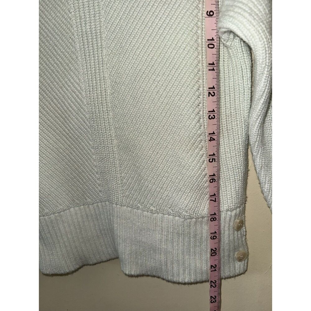 Ann Taylor Petite SP Cream Chevron Knit Sweater Side Button Accent Cotton Blend - Picture 8 of 9